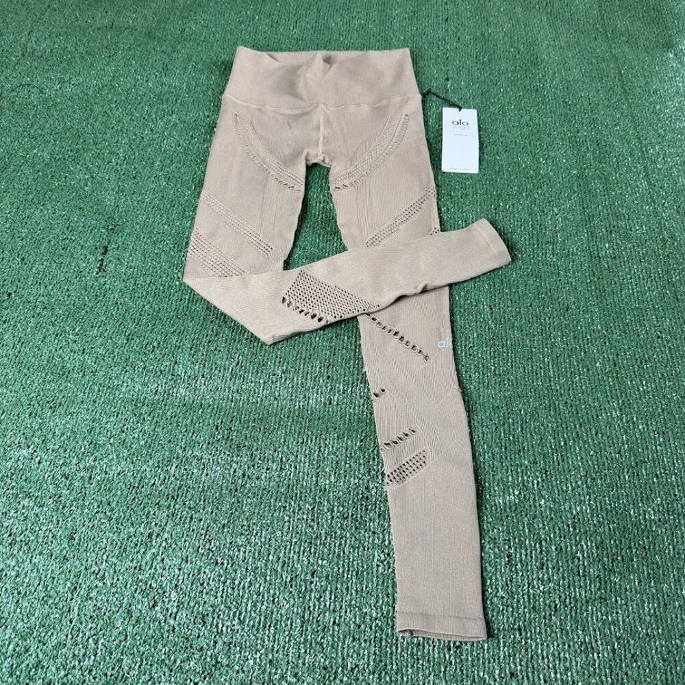 ALO YOGA High Waist Seamless Cutout Radiance Brown Legging Pants Size S NEW